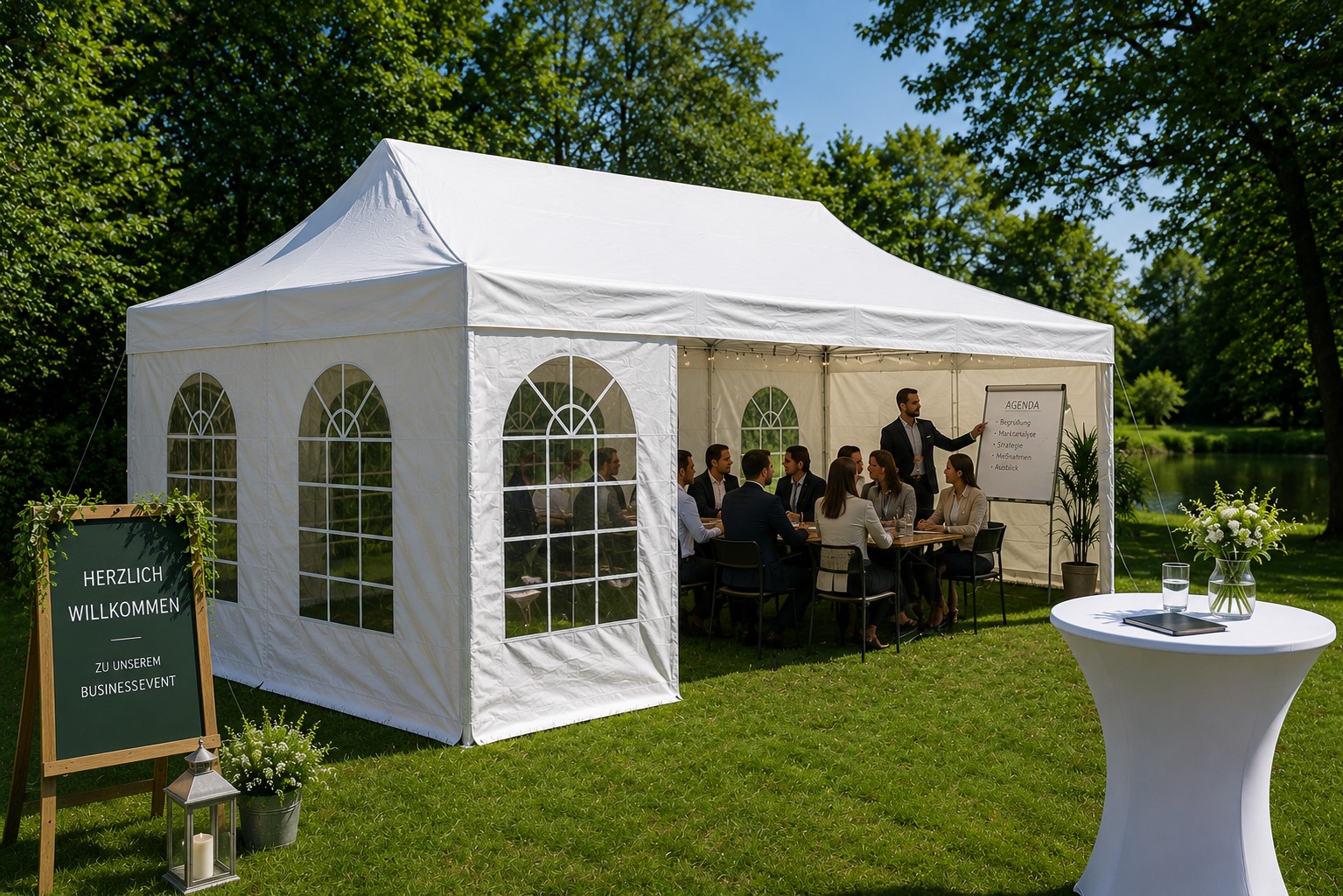 4 x 6 m Premium Partyzelt bei einem Business Event in Dresden